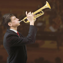 Load image into Gallery viewer, Soulmate Bb Standard Trumpet Set for Beginner Brass Student Trumpet Instrument with Carrying Hard Case, Cleaning Kit, 7C Mouthpiece and Gloves (Gold)