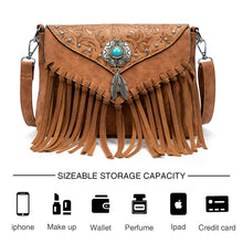 Load image into Gallery viewer, LAVAWA Small Crossbody Bags for Women Crossbody Handbag Fringe Purse Tassel Shoulder Bag Turquoise Concho Wallet
