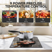 Load image into Gallery viewer, AMZCHEF Induction Cooktop 2 Burners, 12 Inch Bulit-in & Countertop Induction Stove with Plug 110V-120V, 9 Power Levels Electric Stove 1800W, Safety Lock, Timer, Touch Control for Fast Cooking
