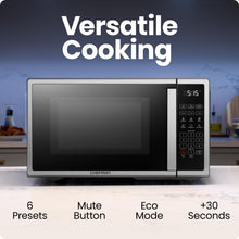 Load image into Gallery viewer, Chefman Countertop Microwave Oven 1.1 Cu. Ft. Digital Stainless Steel Microwave 1000 Watts with 6 Auto Menus, 10 Power Levels, Eco Mode, Memory, Mute Function, Child Safety Lock, Easy Clean