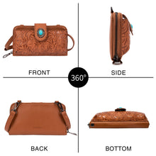 Load image into Gallery viewer, LAVAWA Women's Crossbody Handbag Small Vintage, Ladies Wallet Western Adjustable Phone Purse Clutch Turquoise Concho Embossed