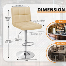 Load image into Gallery viewer, Homall Bar Stools Modern PU Leather Adjustable Swivel Barstools, Armless Hydraulic Kitchen Counter Bar Stool Extra Height Square Island Barstool with Back Set of 2 (Leather, Beige)
