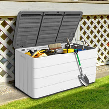 Load image into Gallery viewer, ZZM 110 Gallon Lockable Resin Deck Box, Waterproof Outdoor Storage Box for Patio Cushion Storage Cabinet and Tools Storage, White