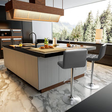 Load image into Gallery viewer, Homall Bar Stools Modern PU Leather Adjustable Swivel Barstools, Armless Hydraulic Kitchen Counter Bar Stool Extra Height Square Island Barstool with Back Set of 2 (Leather, Deep Gray)