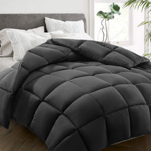 Load image into Gallery viewer, HYLEORY All Season Queen Size Bed Comforter - Cooling Down Alternative Quilted Duvet Insert with Corner Tabs - Winter Warm - Machine Washable - Dark Grey