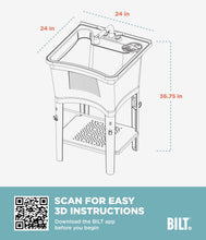 Load image into Gallery viewer, Zenna Home Utility Sink with Faucet, White, 24" D x 24" W – Freestanding Laundry Tub Sink for Laundry Room, Bathroom, Garage, Kitchen – Deep Shop Sink with Pull-Out Faucet, Towel Bar and Scrub Board