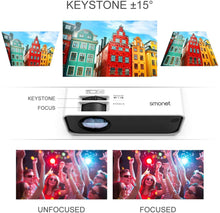 Load image into Gallery viewer, Movie Projector, SMONET 1080P HD Projector 7500L Home Projector Video TV Projector Mini Portable LED Projector Outdoor Indoor Wall Compatible with TV Stick Laptops PC PS5 HDMI USB
