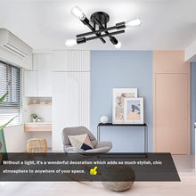 Load image into Gallery viewer, TOBUSA Semi Flush Mount Ceiling Light Fixture Matte Black, Modern Sputnik Close to Ceiling Light, Chandelier Light Fixture Ceiling for Bedroom Kitchen Living Room Dining Room, 4 Light E26 Socket