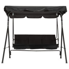 Load image into Gallery viewer, MCombo 3-Person Outdoor Patio Swing Chair, Convertible Canopy Hanging Swing Glider Lounge Chair, Removable Cushions, 4003 (Black)
