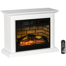 Load image into Gallery viewer, HOMCOM 31" Electric Fireplace with Dimmable Flame Effect and Mantel, Freestanding Space Heater with Log Hearth and Remote Control, 1400W, White