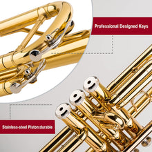Load image into Gallery viewer, Glory Bb Trumpet - Trumpets for Beginner or Advanced Student with Case, pair of gloves-Gold