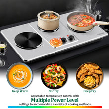 Load image into Gallery viewer, Cusimax Hot Plate,Countertop Triple Burner with 7″Cast Iron Cooktop,Electric Hot Plate for Cooking,11 Level Temperature Setting