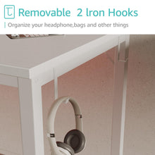 Load image into Gallery viewer, Lufeiya White Computer Desk with Drawers - 55 Inch Long Study Work Writing Desk for Home Office Bedroom, Simple Modern Cute PC Desks with Fabric Drawer, White