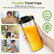 Load image into Gallery viewer, KOIOS Smoothie Blender, Max 1000w Personal Blender for Shakes and Smoothies, 12Pcs Coffee Grinder and Countertop Blenders Combo for Kitchen, Portable Smoothie Blenders with 2x22 oz To-Go Cups, Non-BPA