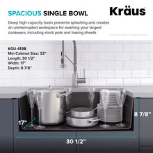 Load image into Gallery viewer, KRAUS Quarza 31-inch Undermount Single Bowl Granite Kitchen Sink in Black Onyx, KGU-413B