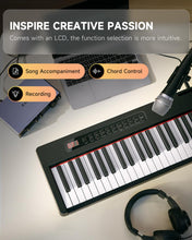 Load image into Gallery viewer, Donner Digital Piano Keyboard Velocity-Sensitive 88 Keys with Removable Piano Stand, Compact Beginner Home Electric Piano with Split Mode, LCD Screen, and Triple Pedal DEP-08