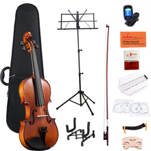 Load image into Gallery viewer, ADM Acoustic Violin for Kids Beginners, 4/4 Full Size Violin Set Solid Wood Ebony for Teens Students Starter Kit with Hard Case, Rosin, Shoulder Rest, Bow, Music Stand, Violin Stand and Strings,Brown