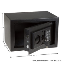 Load image into Gallery viewer, Digital Safe - Electronic Steel Safe with Keypad and Manual Override Keys - Protect Money, Jewelry, Passports - For Home, Business by Stalwart (Black), 12.2" (L) x 7.9" (W) x 7.9" (H)