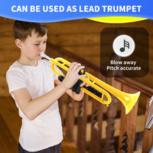 Load image into Gallery viewer, PAMPET Professional Plastic Bb Trumpet Student Trumpet Set for Student Beginner With 7C Mouthpiece and 3C Mouthpiece Bb Trumpet Instrument Yellow
