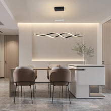 Load image into Gallery viewer, Jaycomey Modern Chandelier Light Fixtures, Dimmable LED Pendant Light with Remote Control, Acrylic Wave Chandeliers for Dining Rooms Bedroom Kitchen Restaurant, 3000K-6000K, 28W, Black