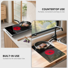 Load image into Gallery viewer, AMZCHEF 2-Burner-Electric-Cooktop-Electric-Stove, 12 inch Plug in Stove Top 110V-120V, 2 Burner Hot Plate with 1800W & 9 Power Levels, Residual Heat Indicator, Over-Temperature Protection
