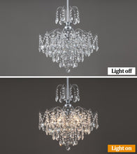 Load image into Gallery viewer, Q&S Modern Crystal Chandelier Chrome Pendant Light 6 Lights for Dining Room Kitchen Island Entryway Bathroom Hallway UL Listed