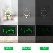 Load image into Gallery viewer, KWANWA Alarm Clock, Wall Clock, Digital Clock, 3" LED Digit Display, Battery Operated, Adjustable Brightness, Auto Night Mode, Auto Alarm Volume Increasing, Wall-Mount & Table-top