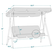 Load image into Gallery viewer, MCombo 3-Person Outdoor Patio Swing Chair, Convertible Canopy Hanging Swing Glider Lounge Chair, Removable Cushions, 4003 (Black)