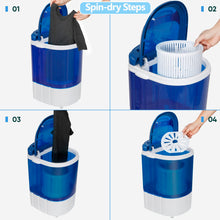 Load image into Gallery viewer, ZENY Portable Mini Washing Machine 5.7 lbs Washing Capacity Semi-Automatic Compact Washer Spinner Small Cloth Washer Laundry Appliances for Apartment, RV, Camping, Single Translucent Tub Blue