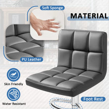 Load image into Gallery viewer, Homall Bar Stools Modern PU Leather Adjustable Swivel Barstools, Armless Hydraulic Kitchen Counter Bar Stool Extra Height Square Island Barstool with Back Set of 2 (Leather, Deep Gray)