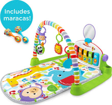Load image into Gallery viewer, Fisher-Price Baby Playmat Deluxe Kick & Play Piano Gym, Green Musical Learning Toy with 2 Rattle Maracas for Developmental Play Newborns 0+ Months
