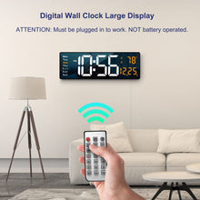 Load image into Gallery viewer, Digital Wall Clock Large Display, 16.2 Inch , LED Digital Clock with Remote Control for Living Room Decor, Automatic Brightness Dimmer with Date Week Temperature (Orange)