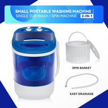 Load image into Gallery viewer, ZENY Portable Mini Washing Machine 5.7 lbs Washing Capacity Semi-Automatic Compact Washer Spinner Small Cloth Washer Laundry Appliances for Apartment, RV, Camping, Single Translucent Tub Blue