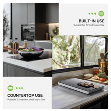 Load image into Gallery viewer, AMZCHEF Induction Cooktop 2 Burners, 12 Inch Bulit-in & Countertop Induction Stove with Plug 110V-120V, 9 Power Levels Electric Stove 1800W, Safety Lock, Timer, Touch Control for Fast Cooking
