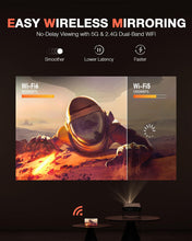 Load image into Gallery viewer, 【360°Adjustable Stand & Auto Focus/Keystone】Mini Projector with WiFi and Bluetooth, 550ANSI Native 1080P Portable Outdoor Movie Projector, VOPLLS Home Projector 4K Support for HDMI/USB/AV/Phone/Laptop