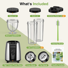 Load image into Gallery viewer, KOIOS Smoothie Blender, Max 1000w Personal Blender for Shakes and Smoothies, 12Pcs Coffee Grinder and Countertop Blenders Combo for Kitchen, Portable Smoothie Blenders with 2x22 oz To-Go Cups, Non-BPA