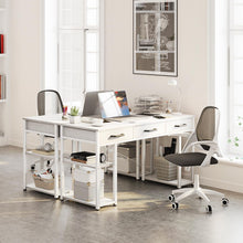 Load image into Gallery viewer, ODK Office Small Computer Desk: Home Table with Fabric Drawers & Storage Shelves, Modern Writing Desk, White, 48"x16"