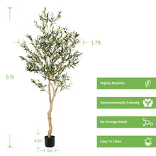 Load image into Gallery viewer, Realead 6ft Faux Olive Tree, Tall Olive Tree Plants, Fake Potted Olive Silk Tree, Artificial Olive Trees for Modern Home Office Living Room Floor Decor Indoor