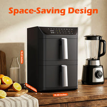 Load image into Gallery viewer, Dual Basket Air Fryer, 12.6QT Family-Size for 10โ12 People, XL Basket for 6LB Whole Chicken, DoubleStack Compact Design, 10-in-1 Functions with Reheat, Dehydrate & SyncFinish, Dishwasher-Safe, Black