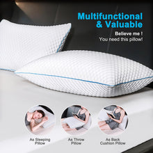 Load image into Gallery viewer, Cooling Bed Pillows Queen Size Set of 2, Shredded Memory Foam Pillows Cool Cold Pillow for Side Back Stomach Sleepers, Gel Pillow Adjustable Firm Pillows Soft Pillows for Sleeping 20x30 Pillow White