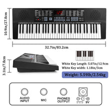 Load image into Gallery viewer, Vangoa 61-Key Light-Up Keyboard Piano for Beginners, 350 Tones & Timbres, 3 Teaching Modes, With Microphone, Black