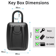 Load image into Gallery viewer, WJYMRO Key Lock Box, Large Capacity Key Storage Box with Hanging Ring, 9 Digit Keyboard Resettable Code, Rustproof Waterproof Wall Mounted Security Lock Box for Home, Warehouse, Outdoor