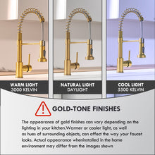 Load image into Gallery viewer, GIMILI Gold Kitchen Faucet with Sprayer,Modern Single Handle High-Arc Pull Out Kitchen Sink Faucet with Pull Down Sprayer