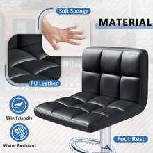 Load image into Gallery viewer, Homall Bar Stools Modern PU Leather Adjustable Swivel Barstools, Armless Hydraulic Kitchen Counter Bar Stool Extra Height Square Island Barstool with Back Set of 2 (Leather, Black)