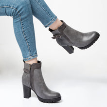 Load image into Gallery viewer, mysoft Women's Ankle Boots Chunky Stacked Heel Zipper Booties