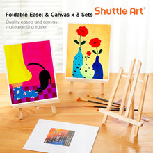 Load image into Gallery viewer, Shuttle Art 69 Pack Acrylic Paint Set, Acrylic Painting Set with 2 Pack of 15 Colors Acrylic Paint, 3 Sets of Wooden Easels, Canvas, Brushes & Palettes, Art Painting Supplies for Kids Adults Beginner