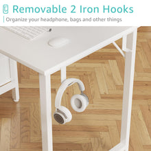 Load image into Gallery viewer, Lufeiya Small White Desk with Fabric Drawers, 40 Inch Kids Girls Teen Cute Study Desk for Bedroom Work, Computer Writing Table Desks with Drawer for Small Spaces Home Office