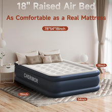 Load image into Gallery viewer, CHERIMOR Air Mattress, 18 inch High Thicken Sturdy Full Size Inflatable Mattress with Built in Pump, Quickly Inflatable, Portable Blow up Mattress for Camping, Guests & Home, Air Bed with Carry Bag