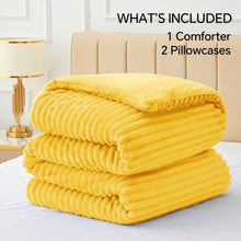Load image into Gallery viewer, BEDELITE Fleece Queen Comforter Set -Super Soft & Warm Fluffy Bright Yellow Bedding, Luxury Fuzzy Heavy Bed Set for Winter with 2 Pillow Cases