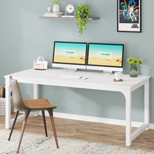 Load image into Gallery viewer, Tribesigns Modern Computer Desk, 63 x 31.5 inch Large Executive Office Desk Computer Table Study Writing Desk Workstation for Home Office, Spliced Desktop, White